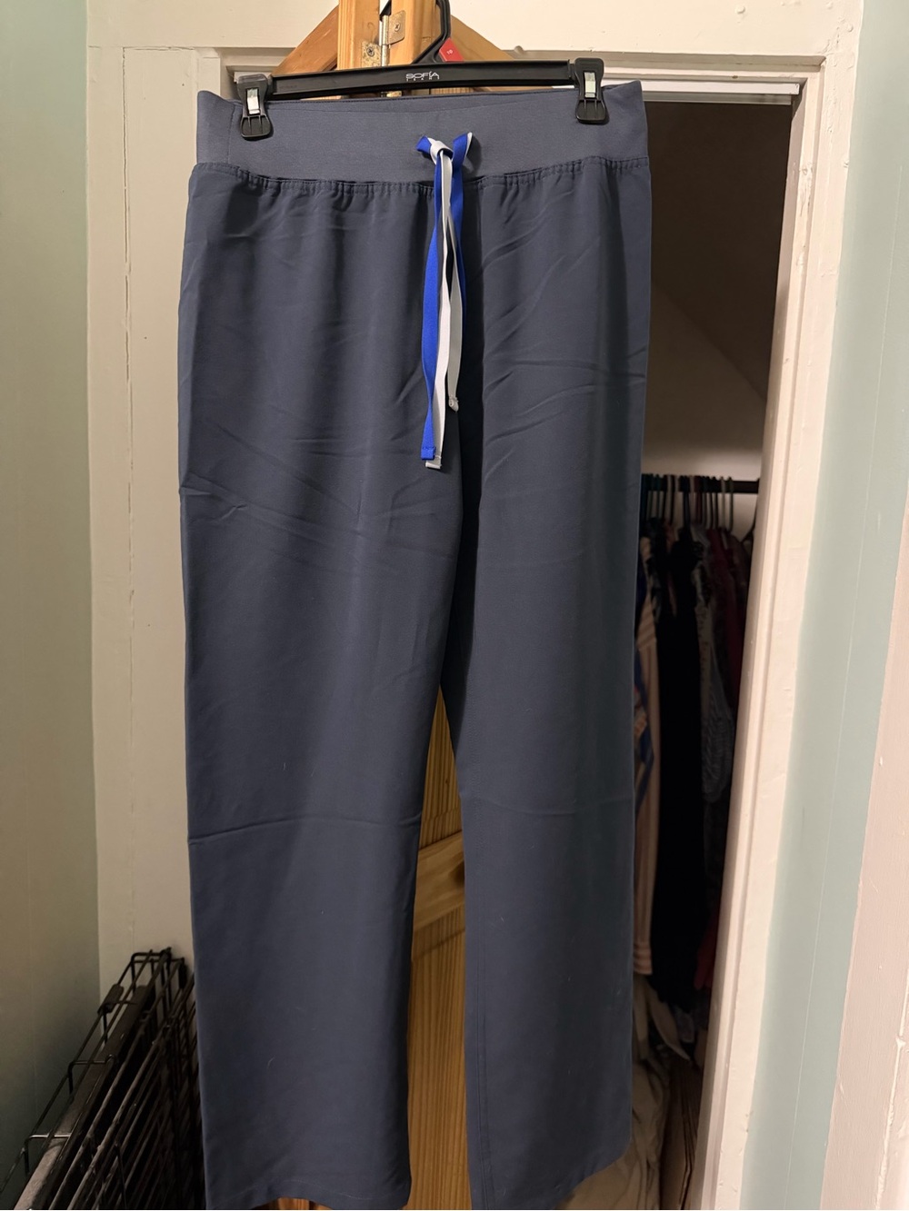 Figs Women’s Navy Drawstring Joggers with Blue-White Drawcord